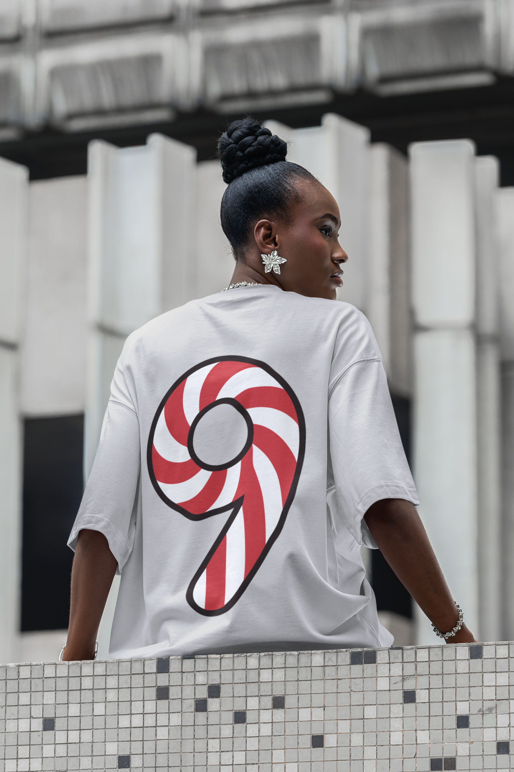🍬 “9” – Nine – Red & White Swirl Pattern Numeric | DTF Transfer FT1039