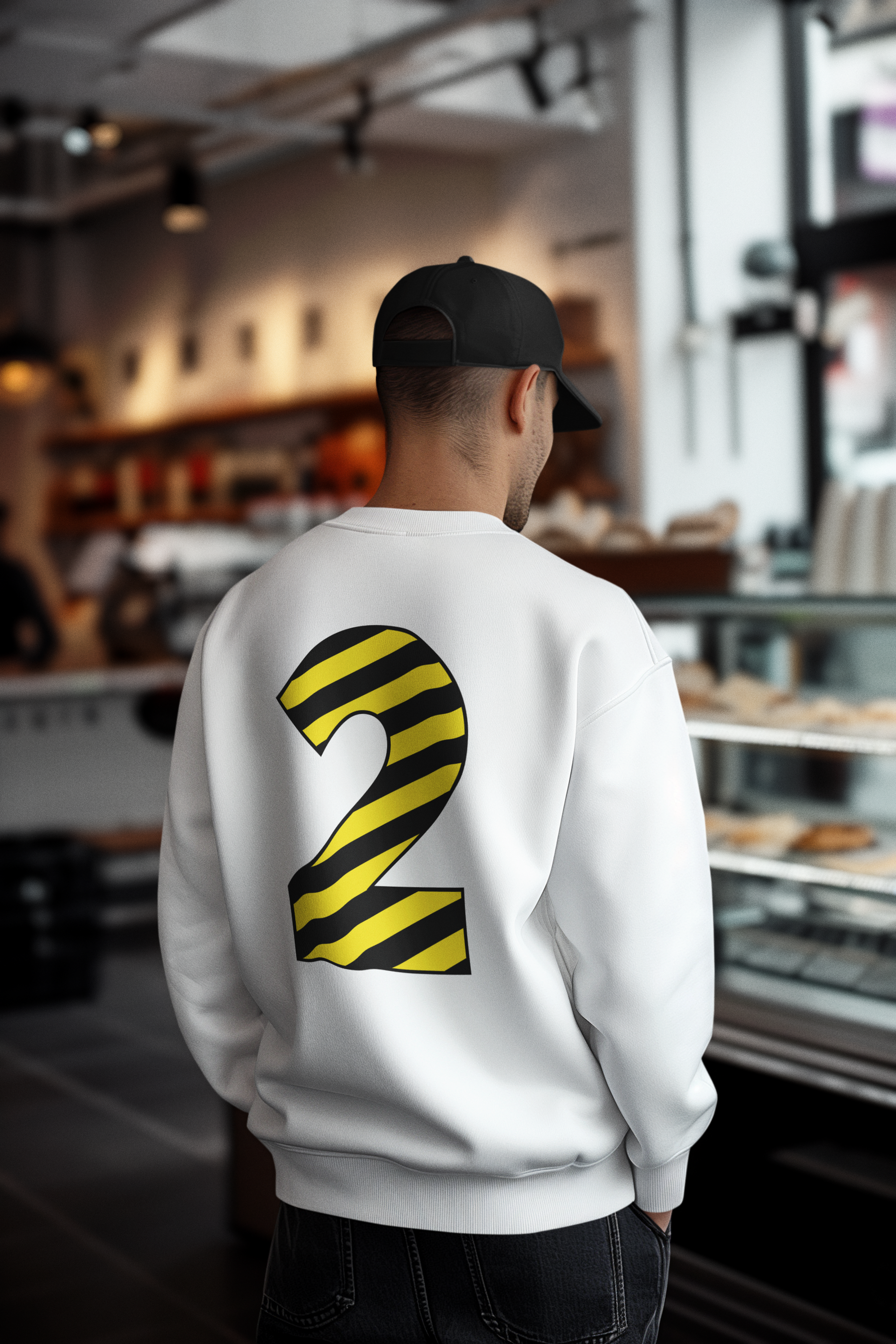 ⚠️ “2” – Two – Yellow & Black Striped Pattern Numeric | DTF Transfer FT1022