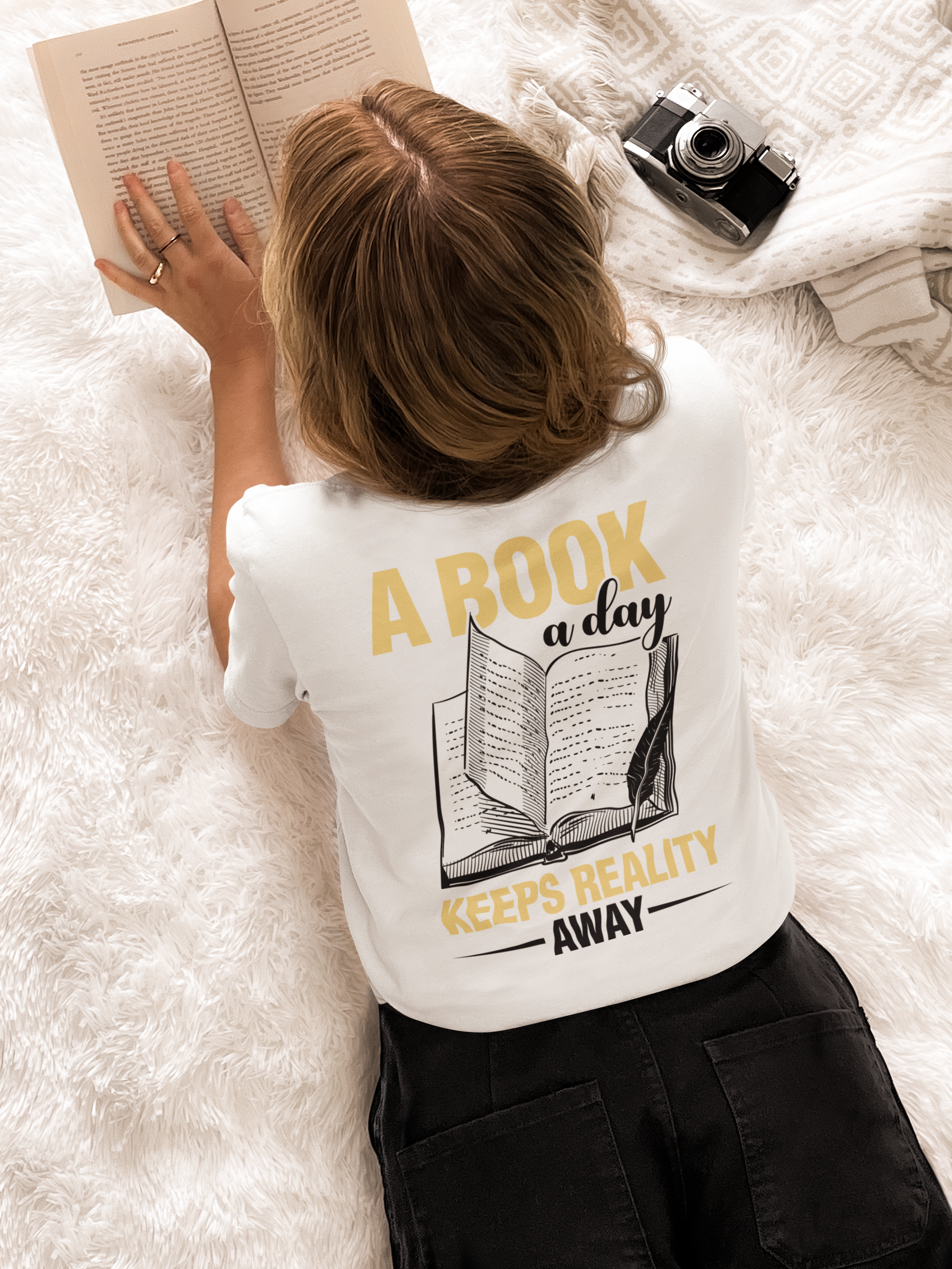 📚 A Book a Day Keeps Reality Away | Bold Typography DTF Transfer FT777