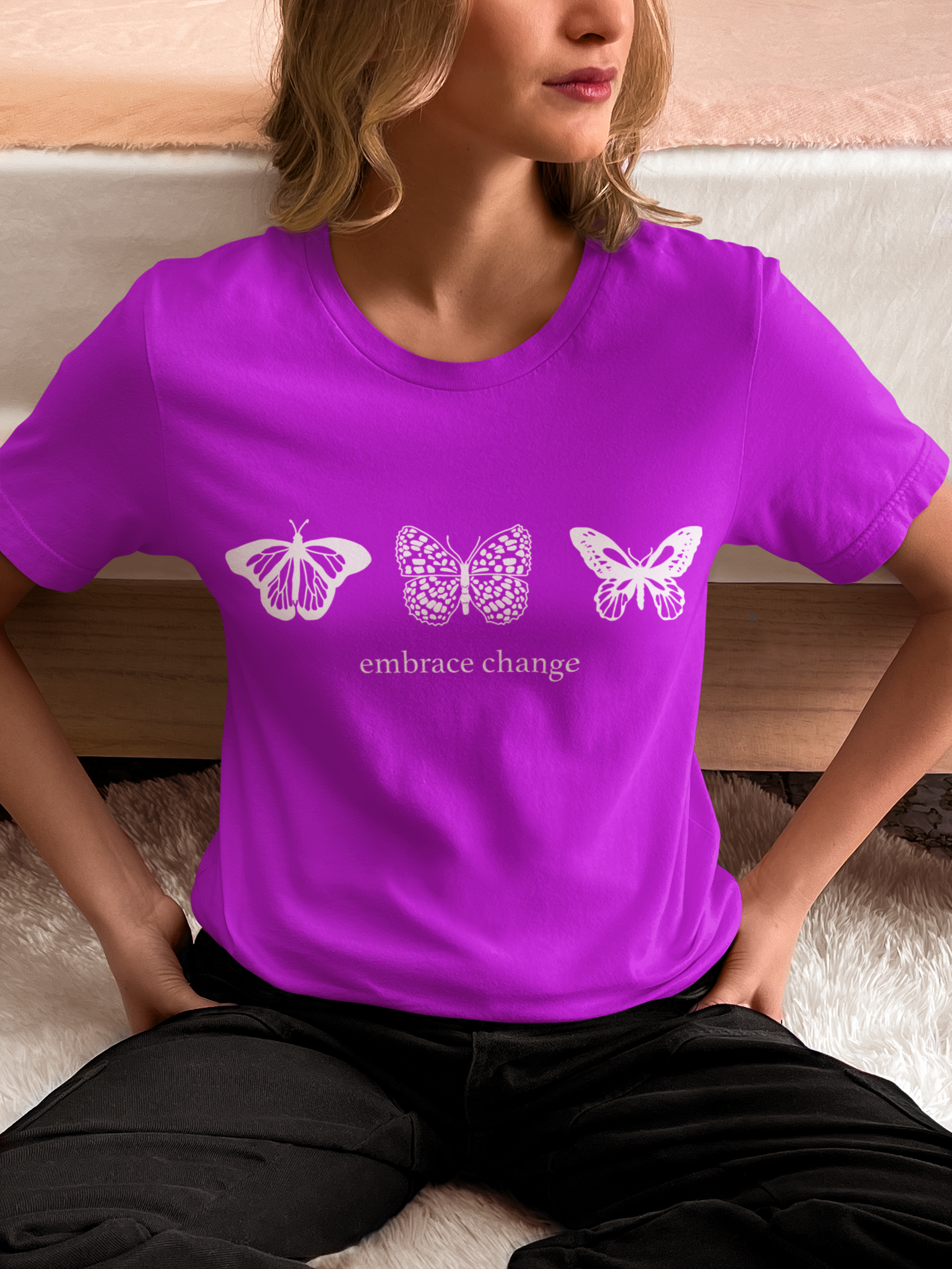 🤍 Embrace Change – Butterfly Evolution | Minimal DTF Transfer FT817