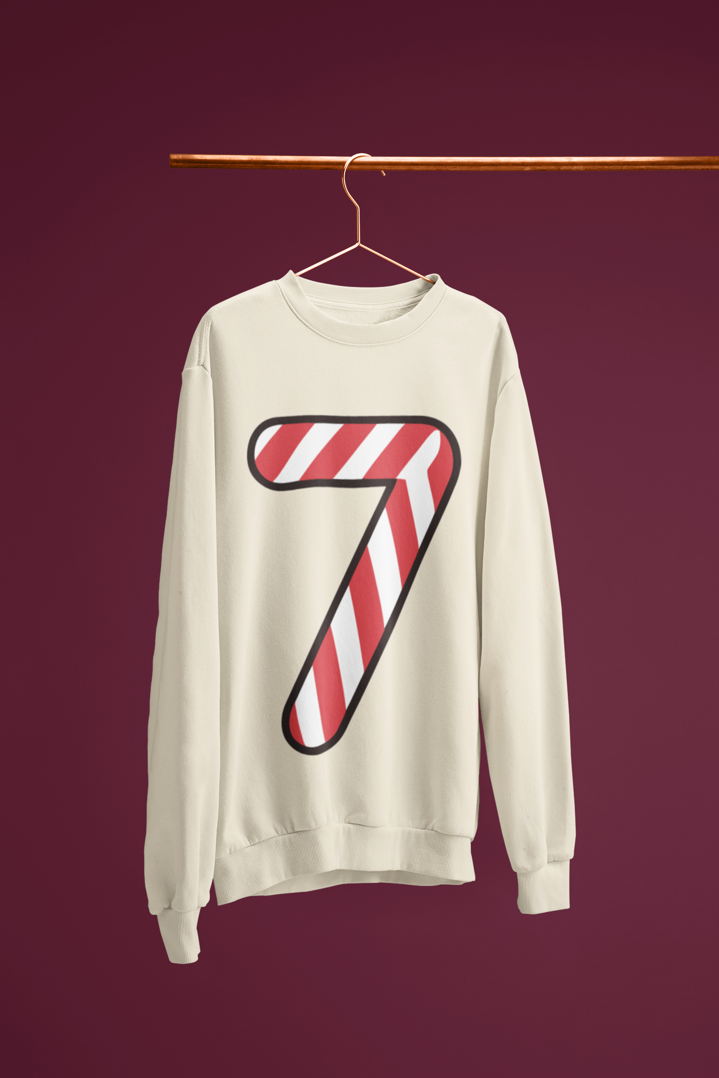 🍬 “7” – Seven – Red & White Swirl Pattern Numeric | DTF Transfer FT1037