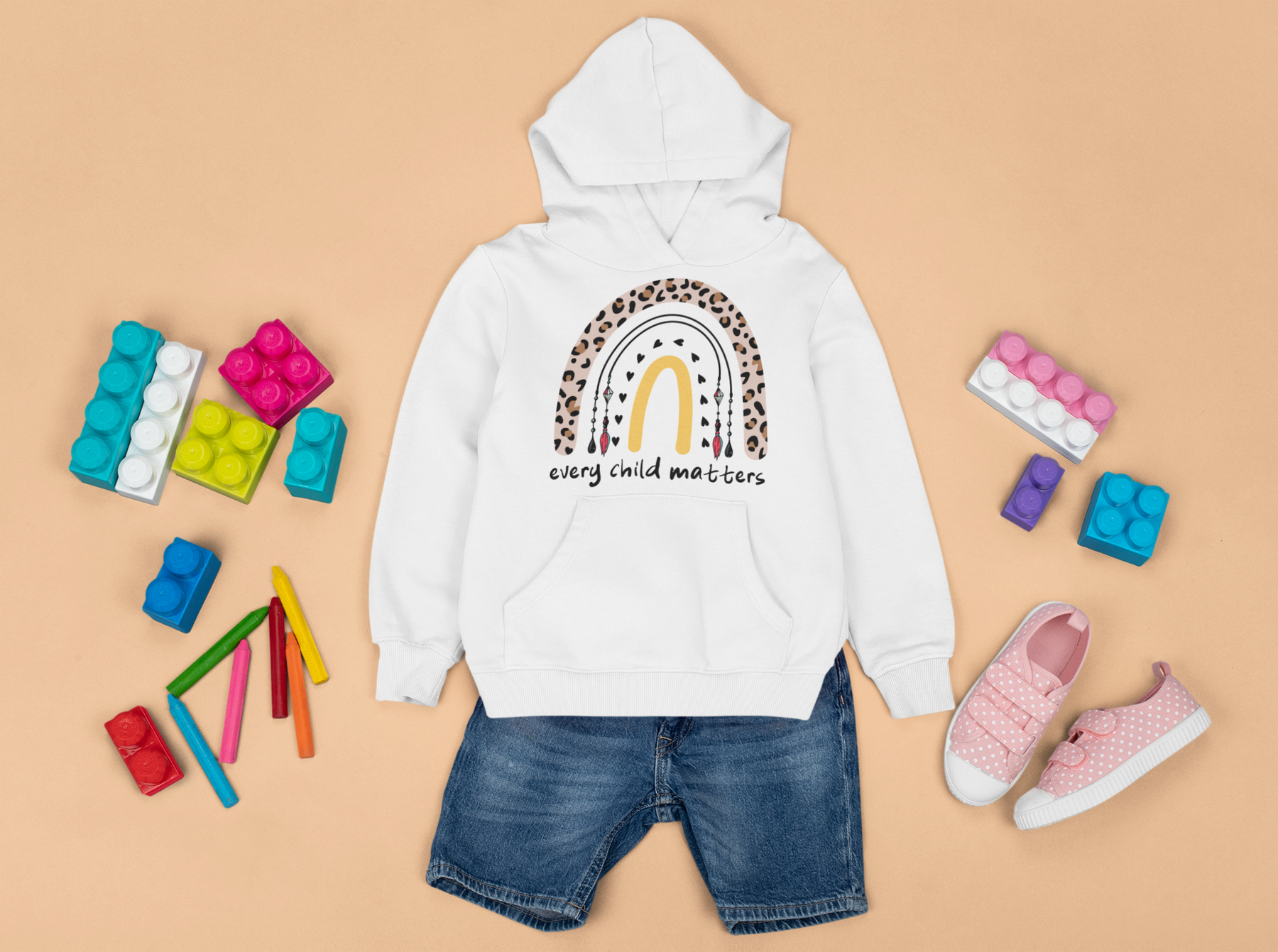 ❤️ Every Child Matters – Leopard Rainbow Heart | DTF Transfer FT975