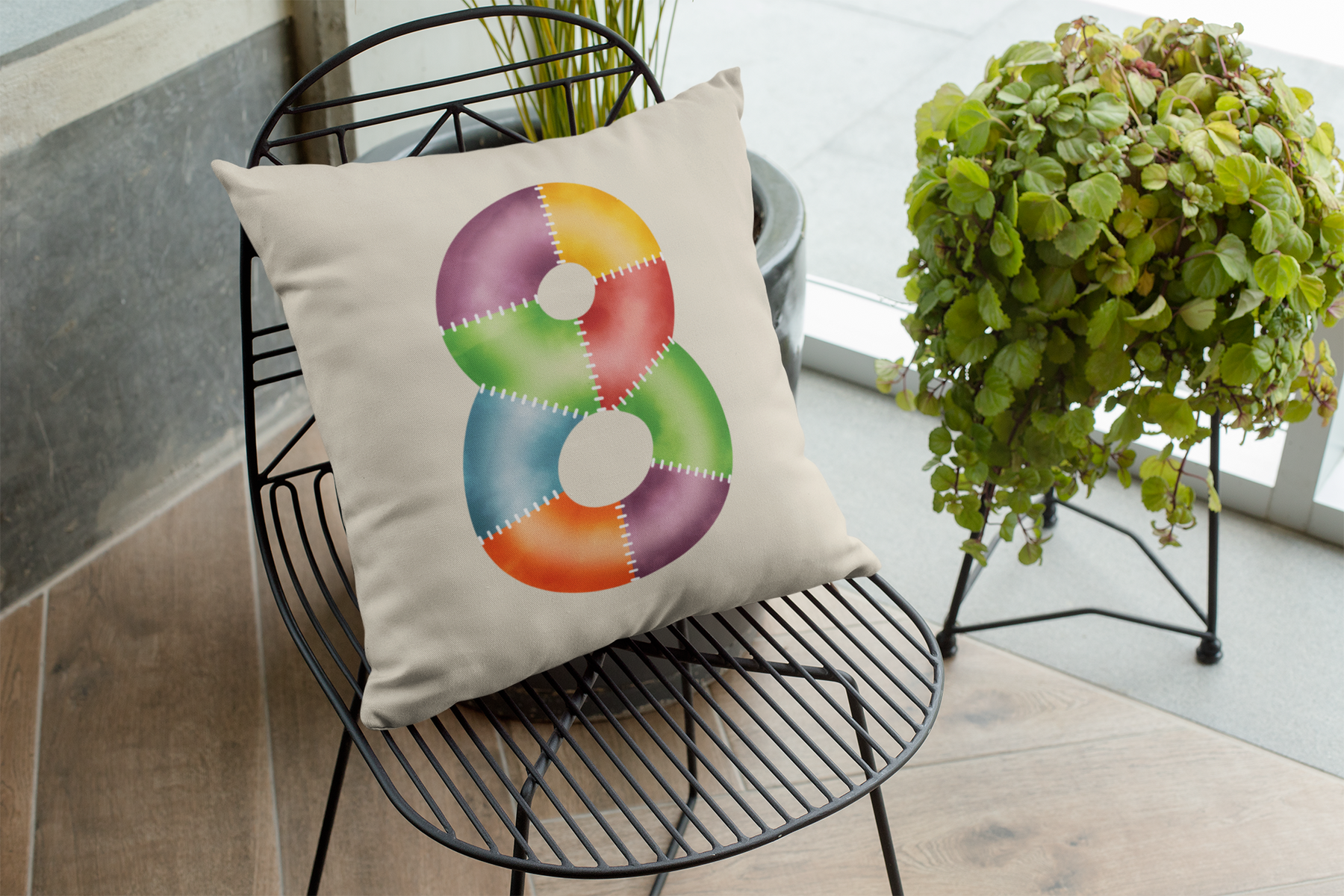 🎂✨ Birthday Number 8 – Patchwork Stitch Style | DTF Transfer FT1151