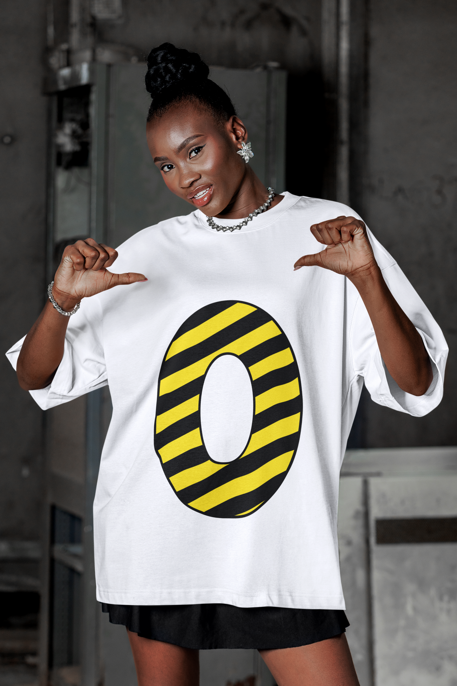 ⚠️ “0” - Zero - Yellow & Black Striped Pattern Numeric | DTF Transfer FT1020
