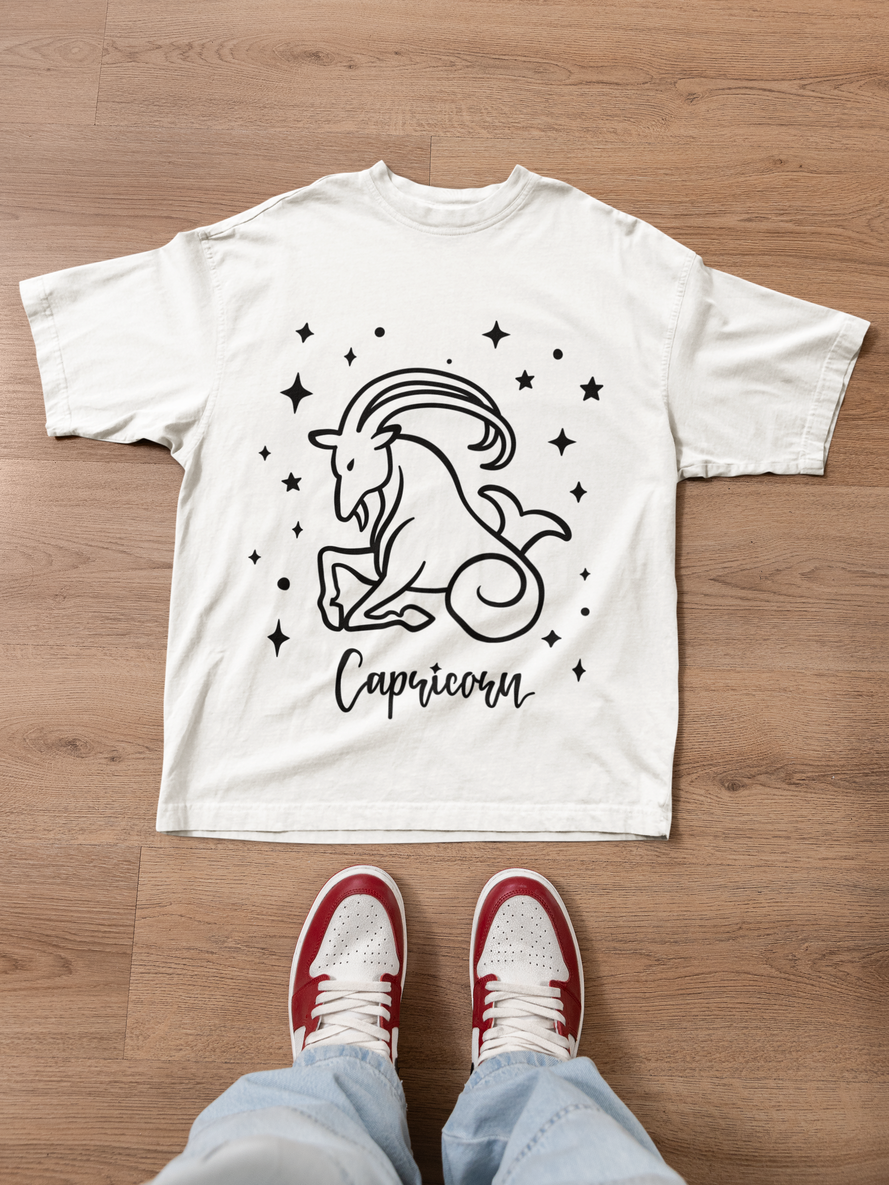♑🐐 Capricorn Zodiac – Relentless Ambition Black DTF Transfer FT902