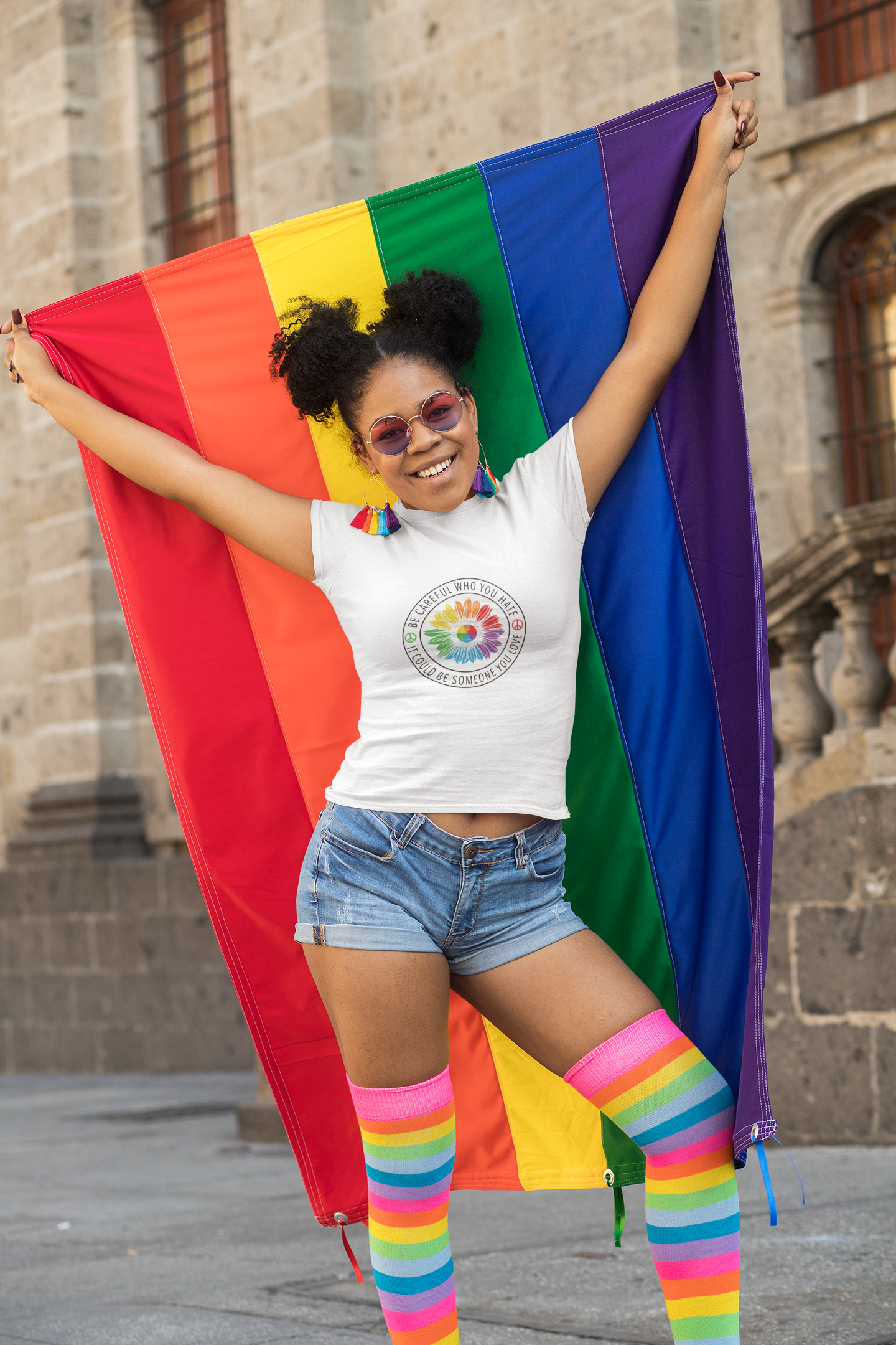 🌻 Be Careful Who You Hate – Rainbow Sunflower | Pride DTF Transfer FT718