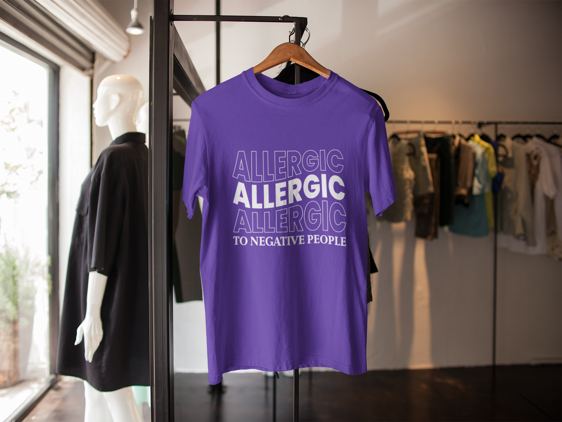 🖤⚡ ALLERGIC TO NEGATIVE PEOPLE – Bold Typography DTF Transfer FT611