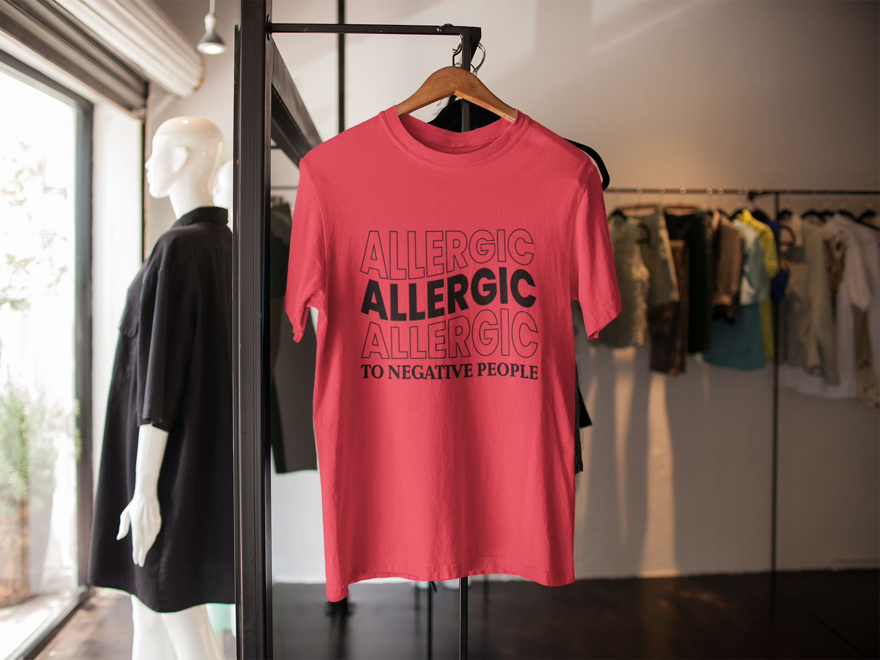 🖤⚡ ALLERGIC TO NEGATIVE PEOPLE – Bold Typography Black Font DTF Transfer FT612