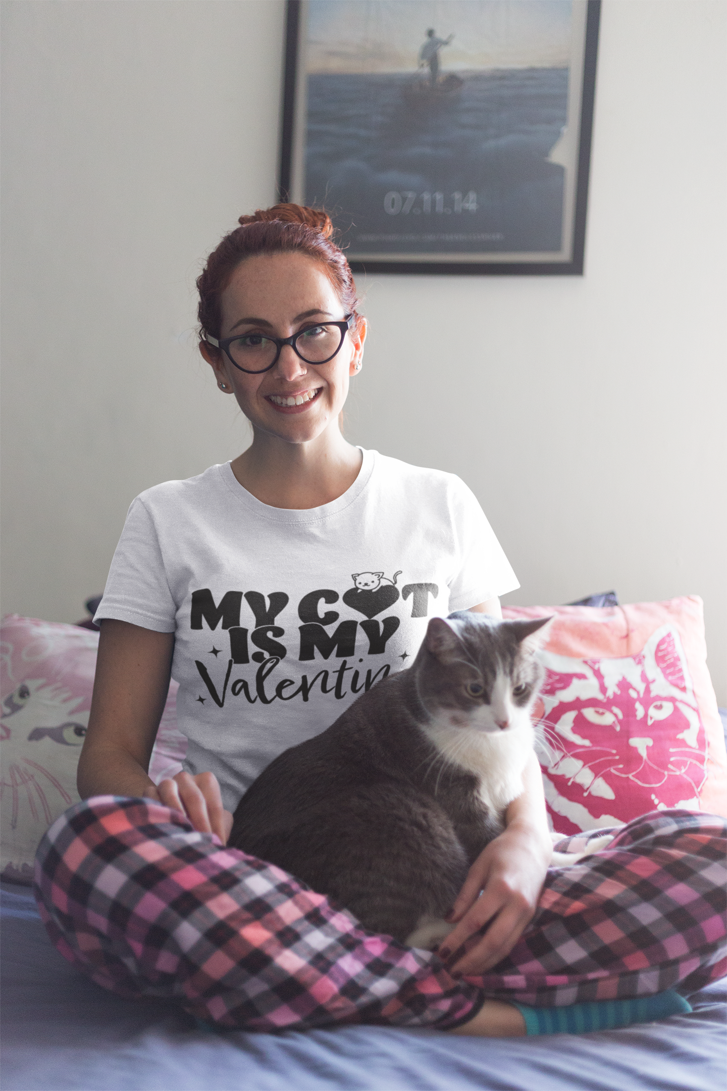 🐾 My Cat Is My Valentine Black Cat Design DTF Transfer FT384