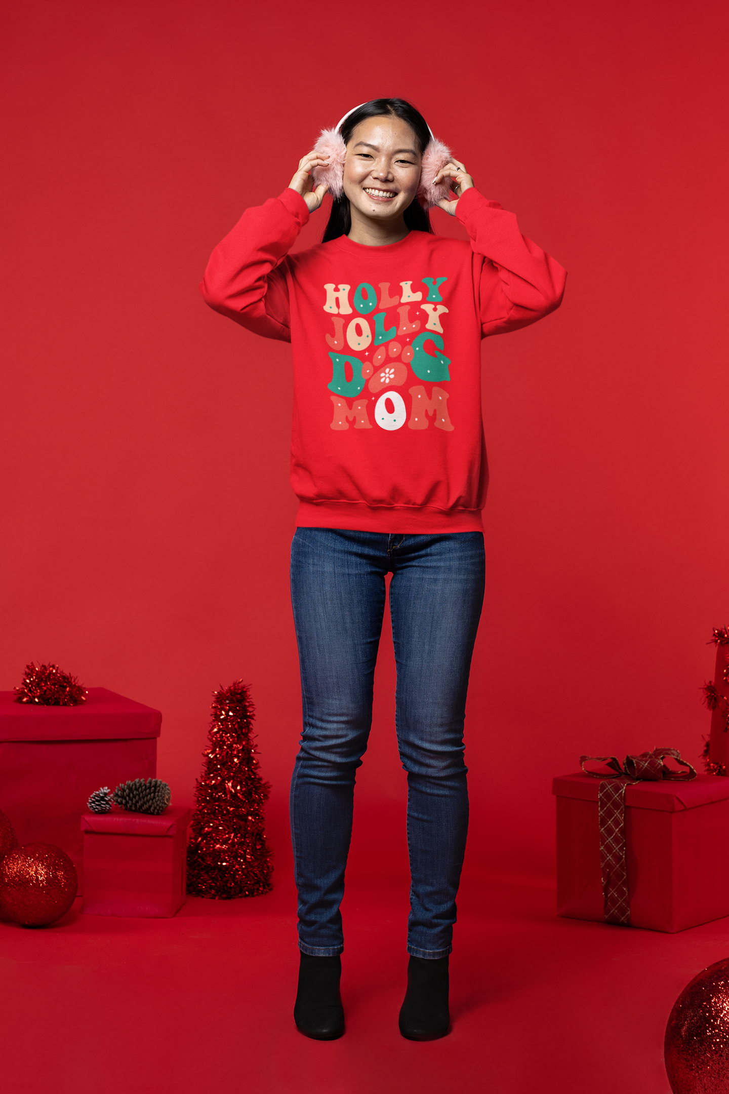 🎅 Holly Jolly Dog Mom DTF Transfer  FT177